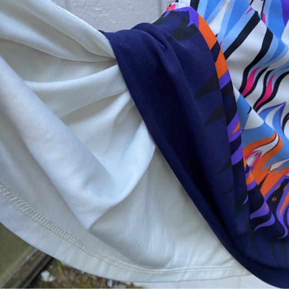 Vince Camuto Size 8 Dress Mod Geometric Print Lined Colorful Shift Dress Stretch - Picture 7 of 12